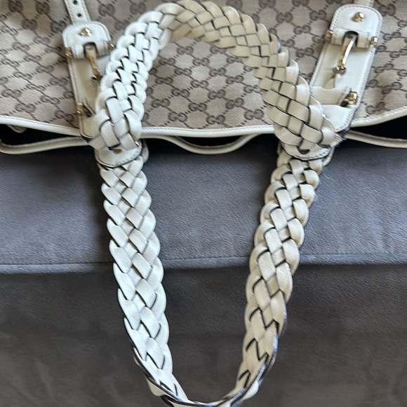 Authentic Gucci Canvas Signature Logo Braided Leather Straps Pelham Shoulder Bag - Picture 5 of 10